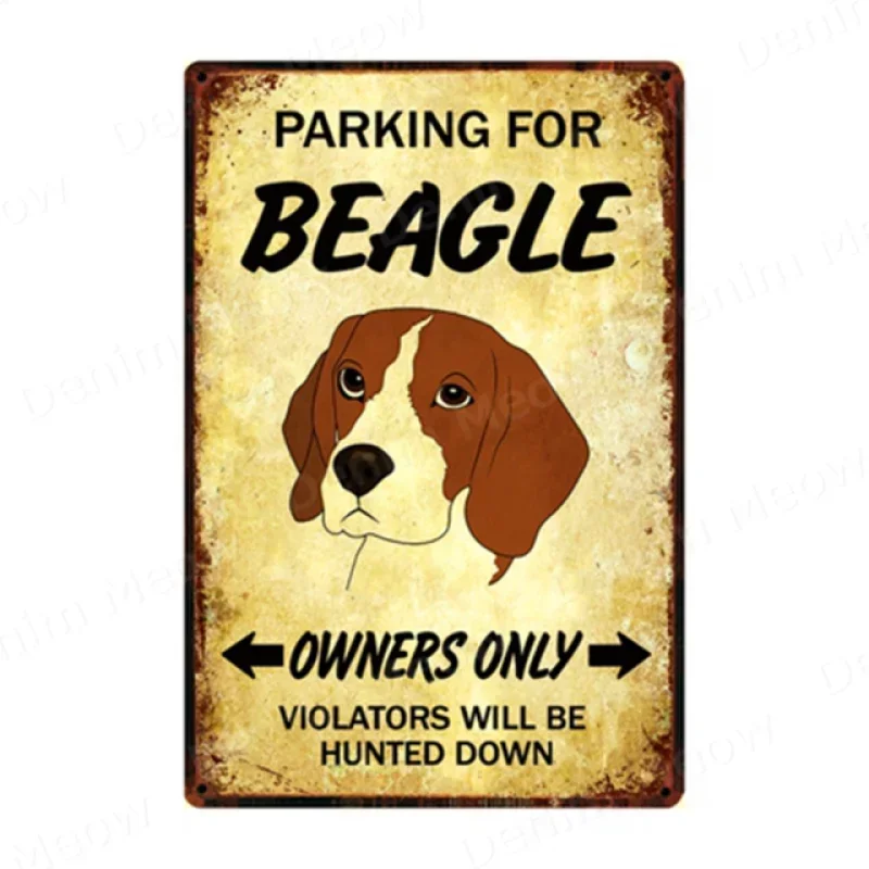 Parking for Pet Dog Vintage Plaque Beagle Metal Tin Signs Pub Bar Cafe Home Decor Borzoi Shar Pei Brittany Wall Art Poster