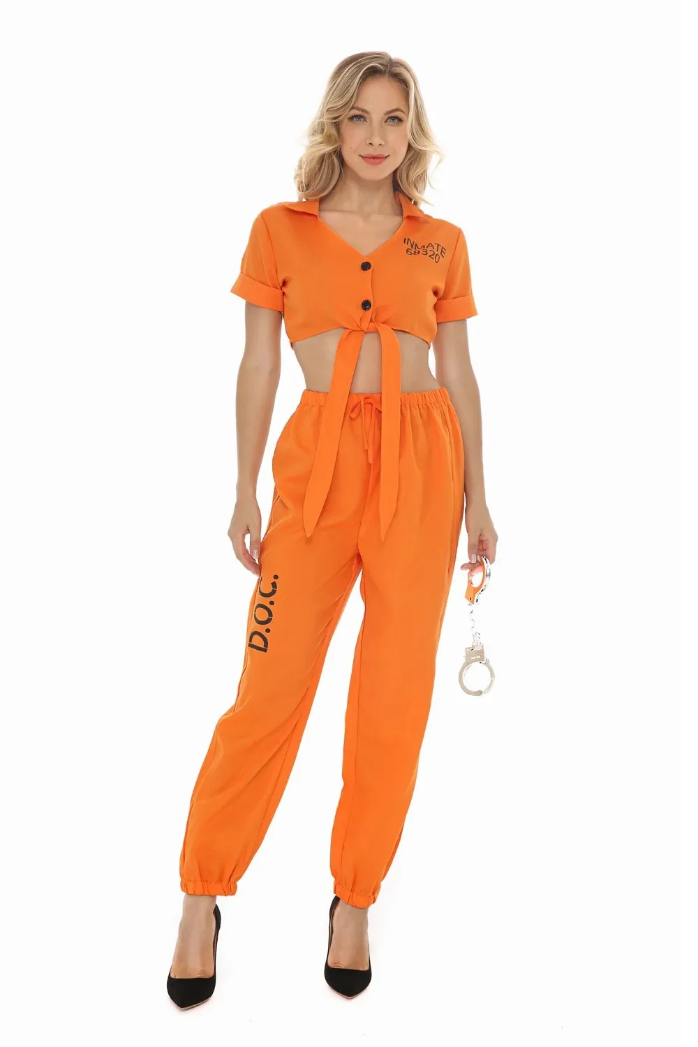 Nightclub bar adult woman orange prisoner play game party stage show costume