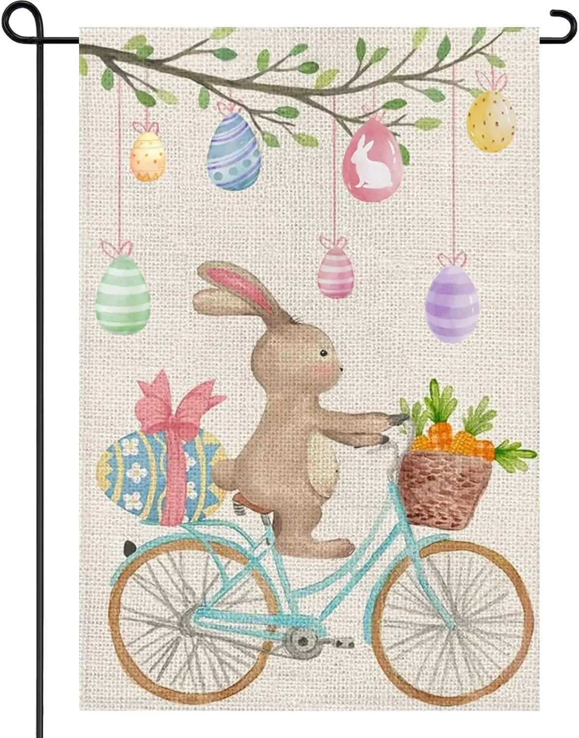 Happy Easter Garden Flag 12x18 Inch Double Sided Outside, Bunny Garden Flag Decoration Burlap Yard Flag WWP zzo