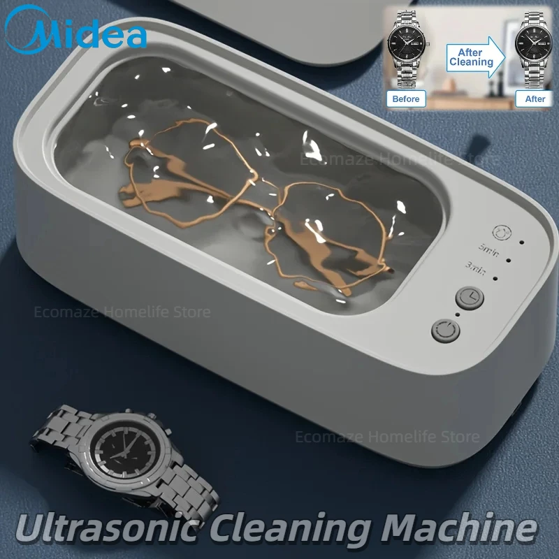 Midea Ultrasonic 360 Degree Cleaning Machine 45KHZ High Frequency Jewelry Eyeglasses Watches Cleaner Timing for Jewelry Eyeglass
