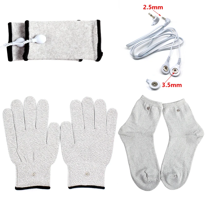 TENS Electrode Silver Fiber Gloves Socks Bracers for TENS Body Massager EMS Muscle Unit Body Massage Device Accessories