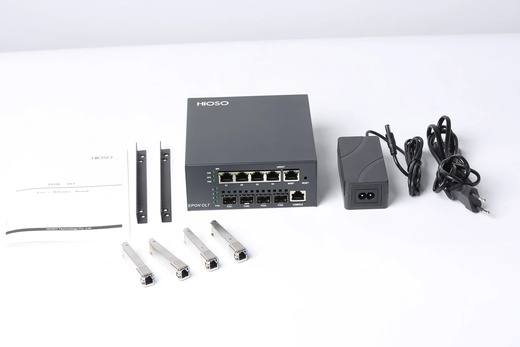 HIOSO MINI 4PON 4PORT EPON OLT 256 USERS C0MPATIBLE EPON XPON ONU