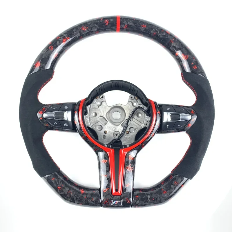 

Customized Red Forged Carbon Fiber Suede Steering Wheel For BMW M2 M3 M4 F10 F11 F30 F32 F80 F82 F87 M2 M3 M4 M Sports