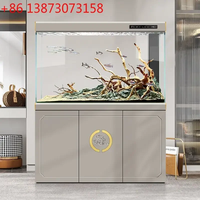 

Fish tank living room large home ultra-white glass ecological aquarium new model