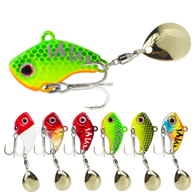 6-teiliges Set 5g/7g/10g/14g/20g Rotierende Metall-Vib-Köder, Sinkende Angelköder mit 3D-Augen, Harte Köder, Spinner, Jigging-Köder, Pailletten-Crankbait