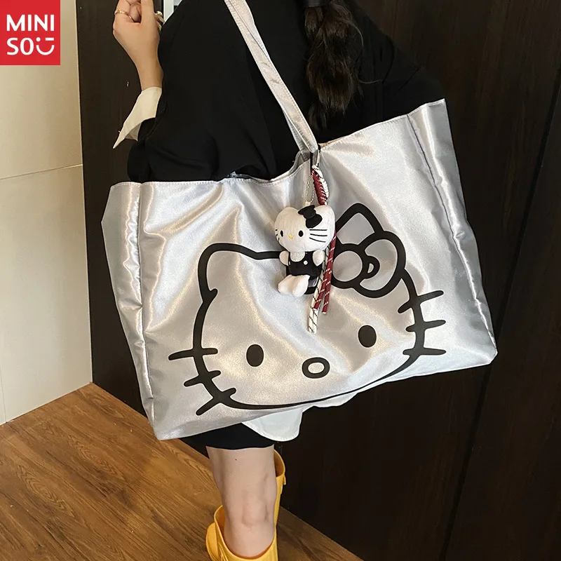 Miniso Large Hello Kitty Tote Bag for Women, Lightweight Shoulder Bag, Student Commuter Shopper