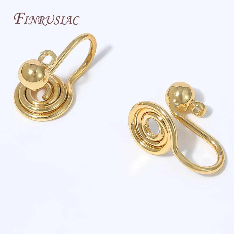 18K Gold Plated Clip On Earring Hooks,No Piercing Spring Ear Clips For DIY Jewelry Making,Spiral Ear Clips,Earrings Findings