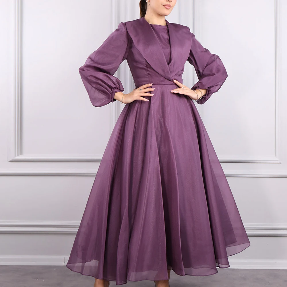 

Dubai Evening Caftan Dress Straight Ankle Length Long Sleeves Pleats Solid Color Elegant Dresses For Formal Occasions Classic