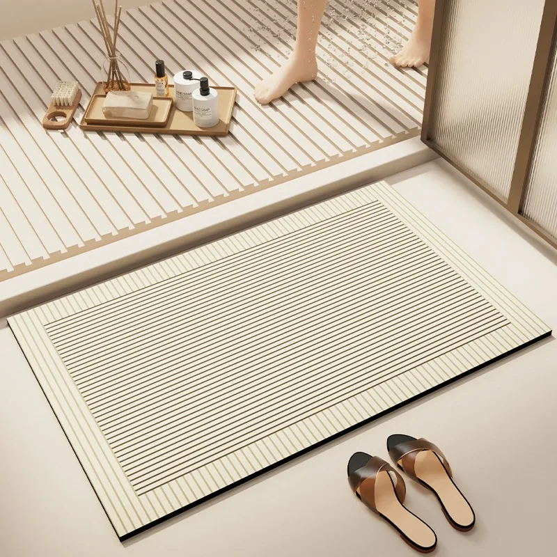 

Bathroom Floor Mat Anti-slip Quick-drying Toilet Door Carpet Absorbent Diatom Mud Bath Rug Line Texture Home Decorative Foot Mat