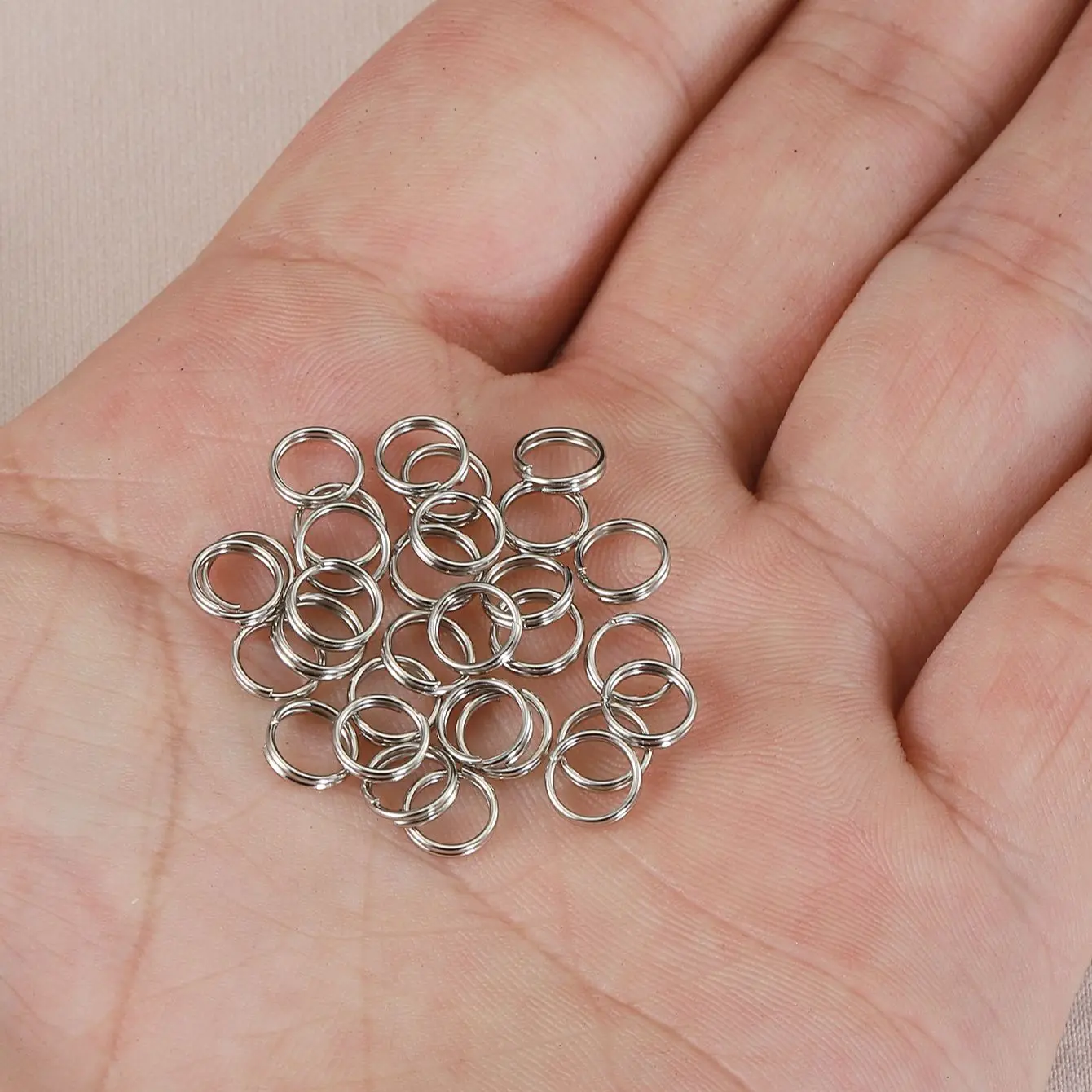 50pcs/lot  6/8/10/12mm Metal Keyring Blank Circle Split Ring Connector for DIY Keychain Jewelry Making Accessories