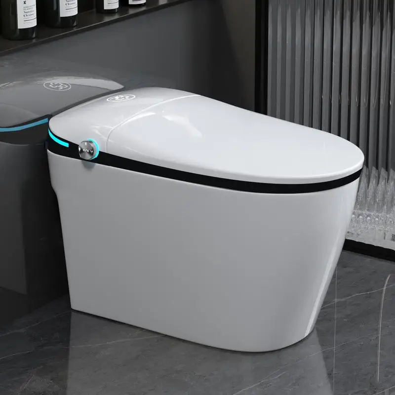 

Luxury Smart Toilet with Built-in Bidet, Auto Open/Close Seat, Foot Sensor, LED Display, Night Light, Warm Water & Dryer, White