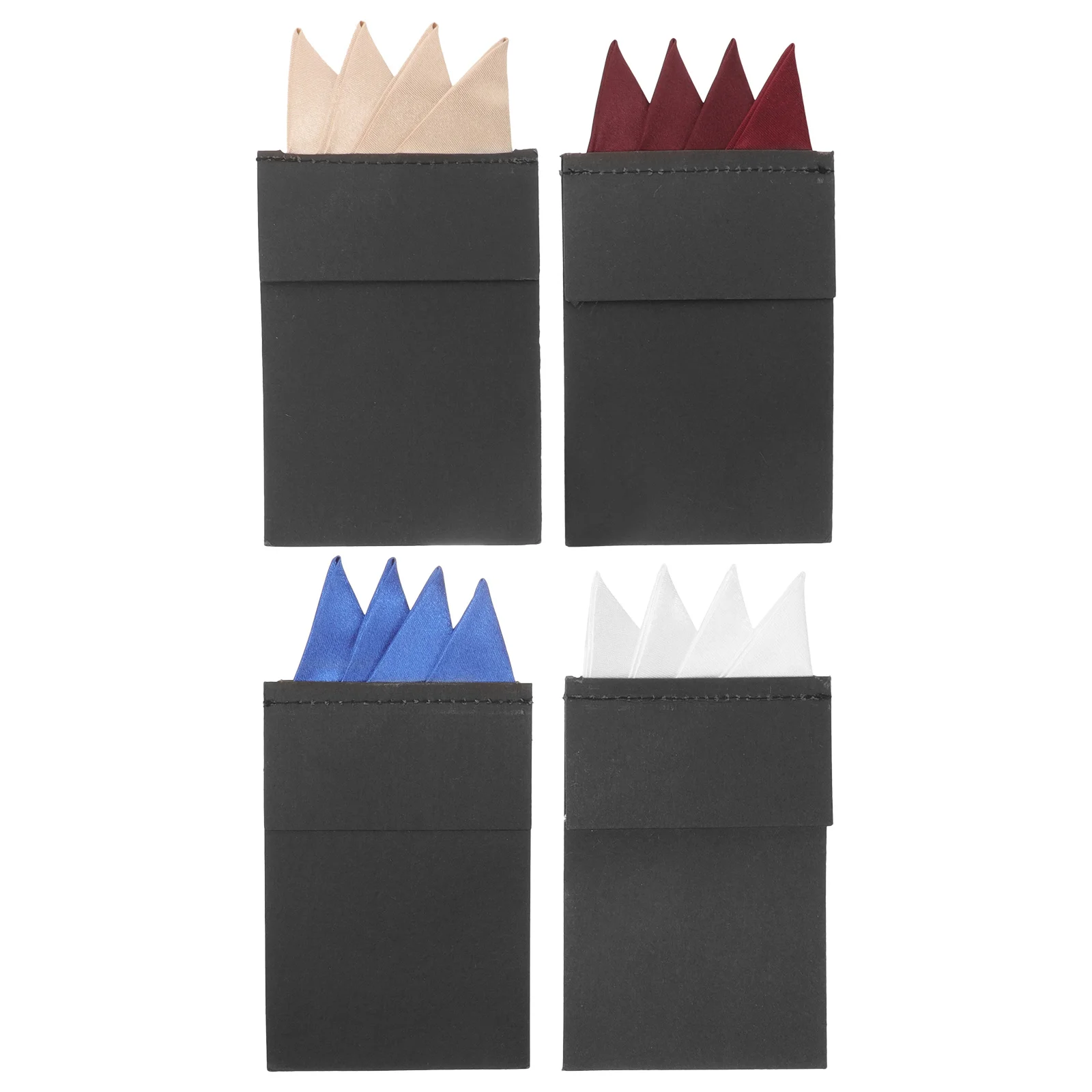 4Pcs Fiber Suit Handkerchief Men's Pocket Square Pre-Folded Dress Accessory for Wedding Party Graduation Decorative