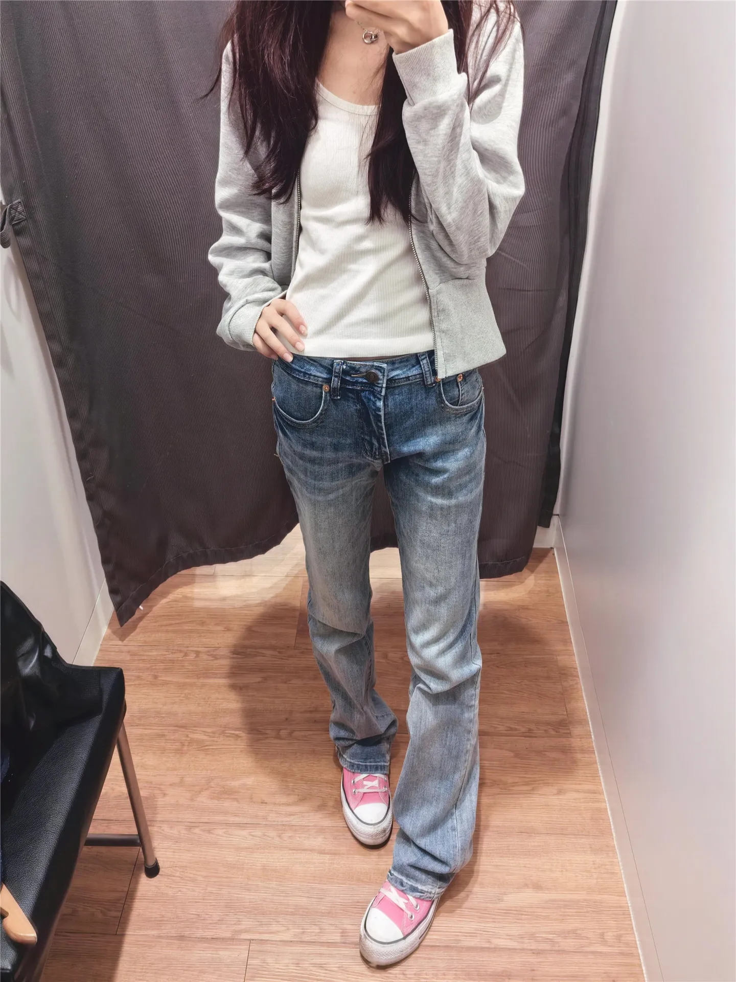 

Ретро-джинсы клеш с низкой посадкой в американском винтажном стиле для женщин, весна-лето, узкие, удлиненные, с эффектом похудения