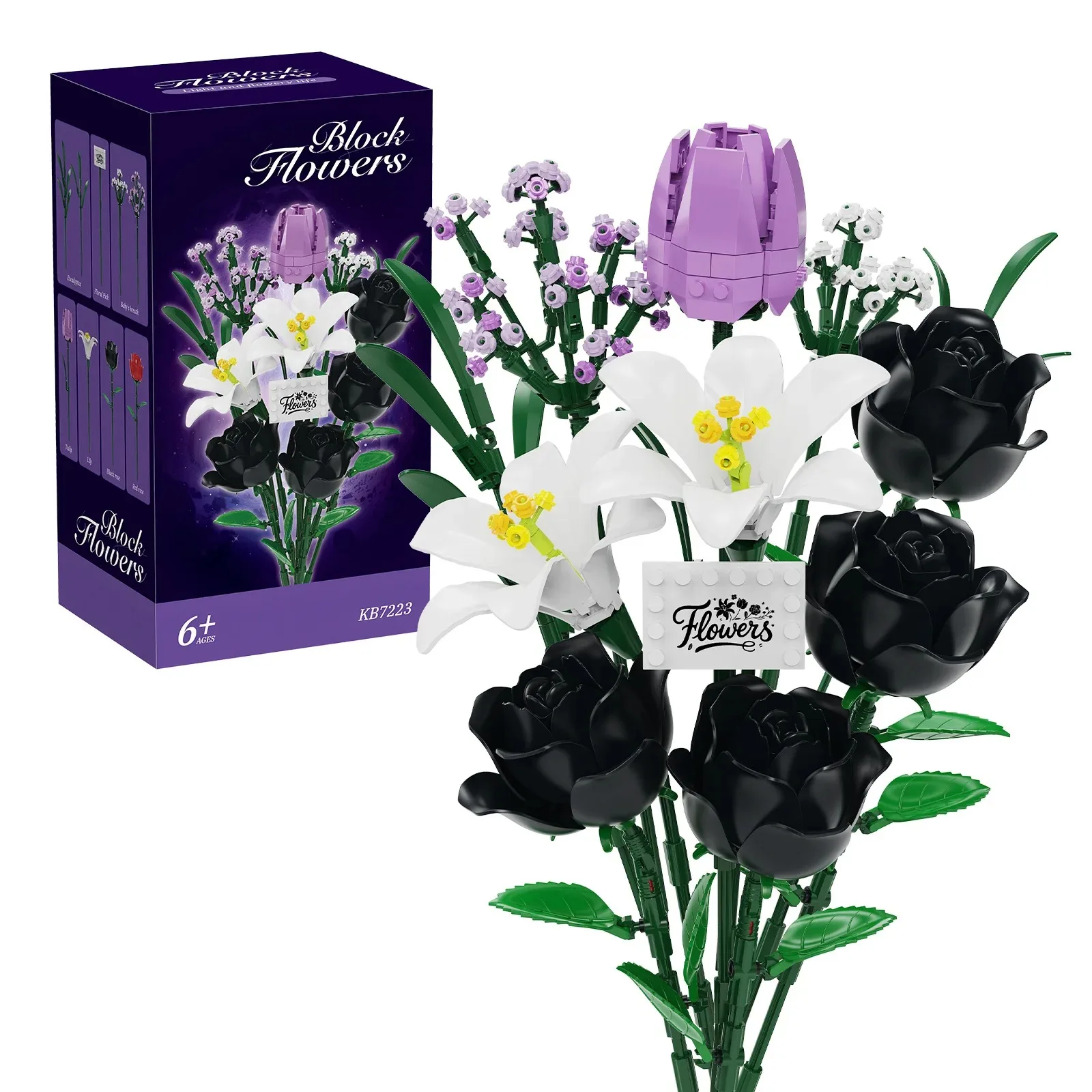 2026 Dark Romance Gothic Rose Bouquet Building Blocks Set Educational DIY Flower Model Kit Gift for Girls Mother Valentine's Day