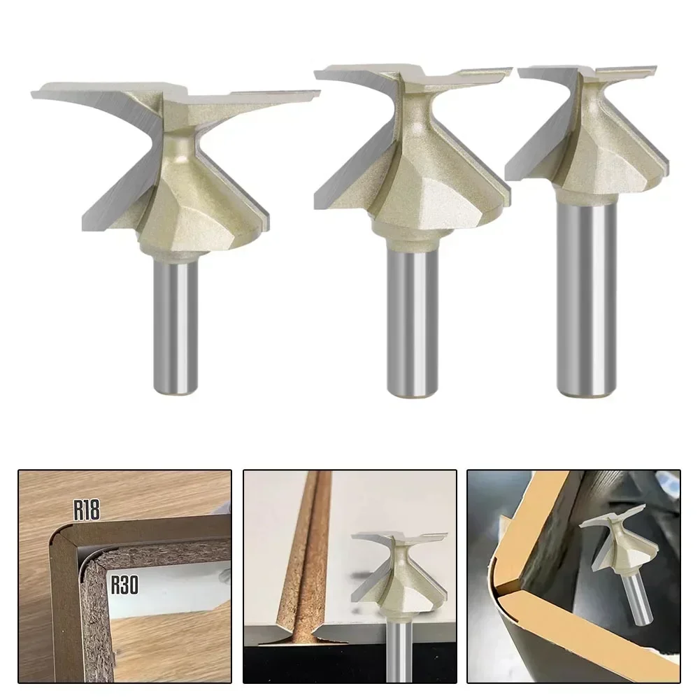 1pc R18/R30/R50 Arc Bending Router 1/2'' Shank Seamless Gold Molding Wood Router Arc Integrated Drill Bit For Wood Furniture
