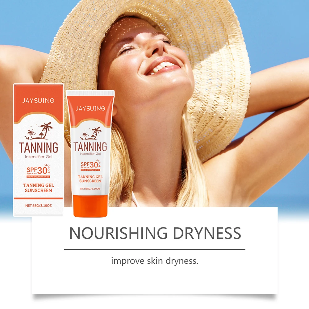 Summer Tanning Lotion SPF30 Sun Taning Gel Sunscreen Hydrating Moisturizing Tan-Accelerator Broad-Spectrum UVA/UVB Protection