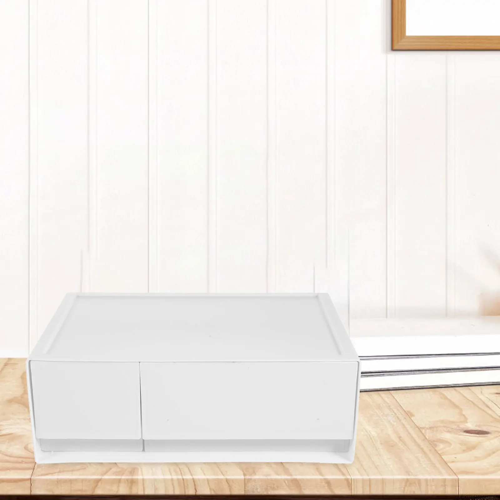 

Plastic Drawers Stackable Desk Organizer White Storage Drawer Single Tier PP Material Stationery Bathroom Cosmetics School