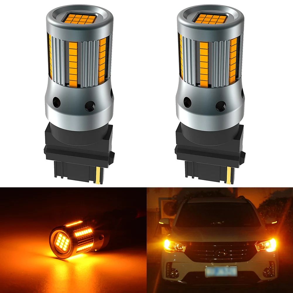 2Pcs T25 3156 P27W Led Amber Bulbs Car Turn Signal Brake Tail Back Up Stop Light For Dodge Caliber Challenger Ram 1500 Journey