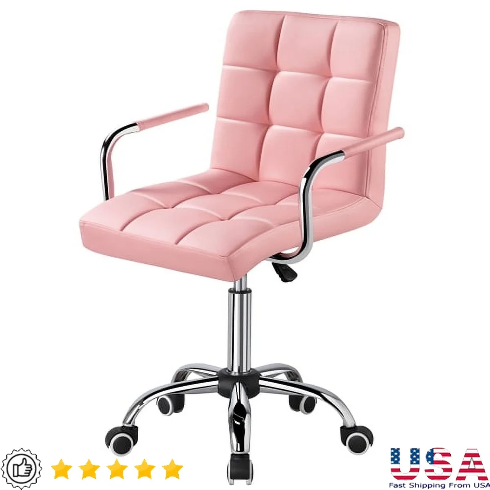 

Modern Adjustable Faux Leather Swivel Office Chair with Wheels Ergonomic Design Heavy Duty Base 360 Degree Rotation Indoor Use