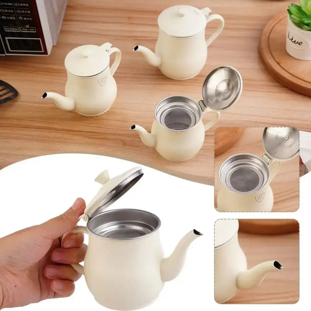 

Thickened Stainless Steel Oil Pot Leak-Proof Large Capacity Oil Filter Pot Durable Removable Strainer Oil Dispenser Bottle