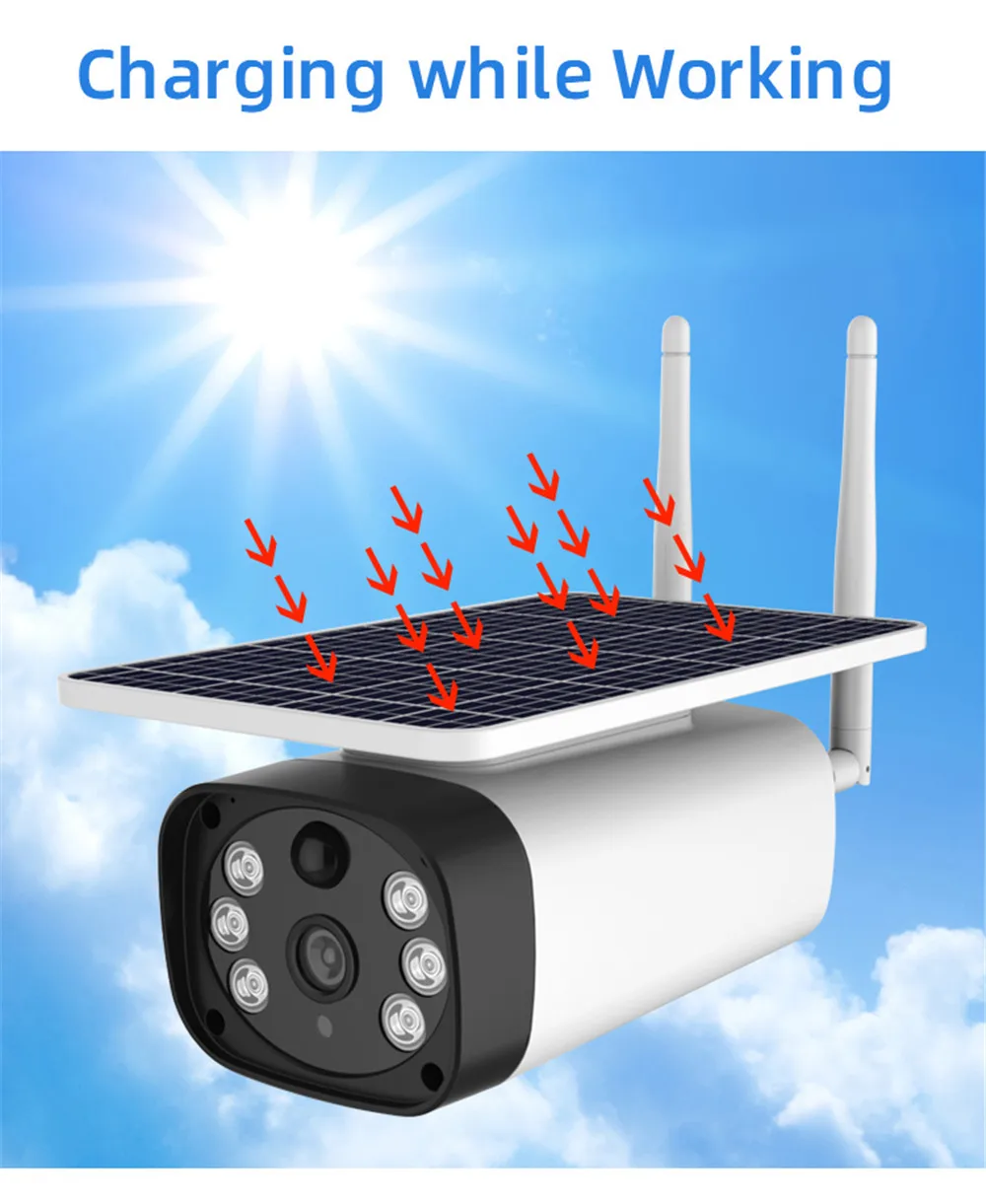 2MP 1080P bajo consumo de energía batería Solar 4G/cámara IP exterior impermeable Monitor CCTV de seguridad para el hogar
