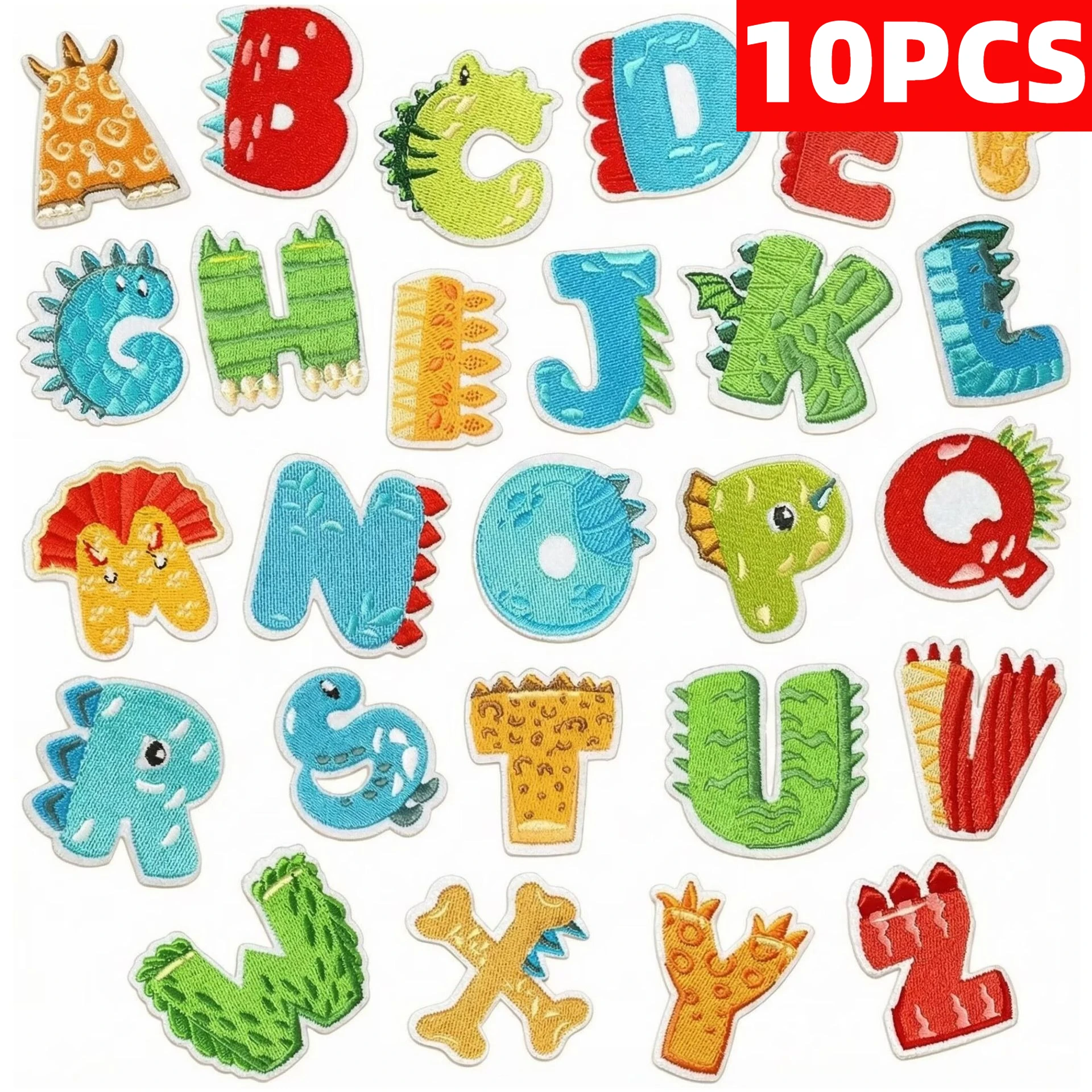 10개 도매 다채로운 영어 알파벳 공룡 자수 패치 26 - Embroidery Alphabet Designs 리뷰 및 가격