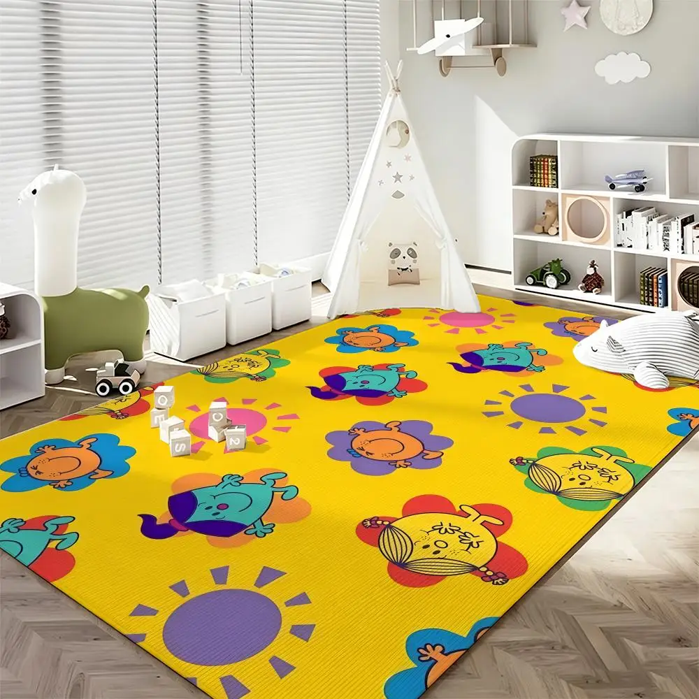 Character M-Mr. Men Little Miss Floor Mat Soft Flannel Entrance Door Mat Non Slip Absorbent Bathroom Bedroom Floor Rug