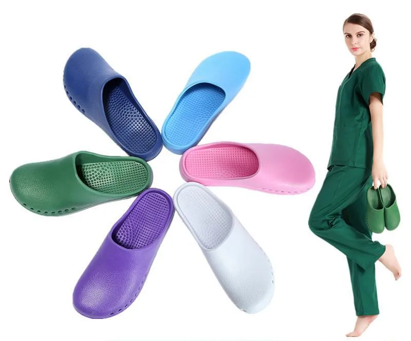 Verde hospital cirúrgico médico chinelo feminino médico eva antiderrapante enfermeira tamancos sapatos médicos tamancos de enfermagem spa sapatos de salão de beleza