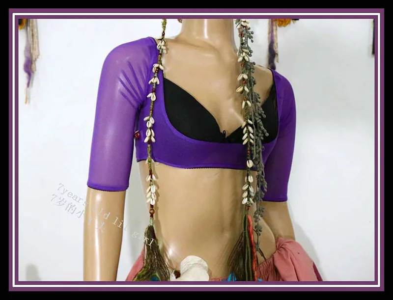 Blusa acampanada en el pecho para danza del vientre fina transparente Top CO12
