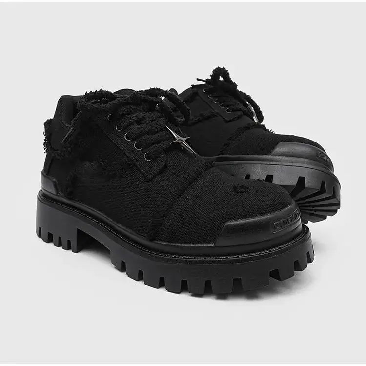 

Дерби Мужская тканевая обувь на толстой подошве Последний дизайнерский трендовый стиль Модная уличная вечеринка для отдыха Большие размеры-46 Черные туфли