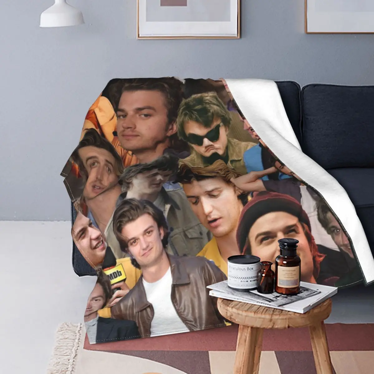 

Joe Keery Photo Collage Blankets Flannel Printed Portable Ultra-Soft Throw Blankets for Bed Couch Bedspread