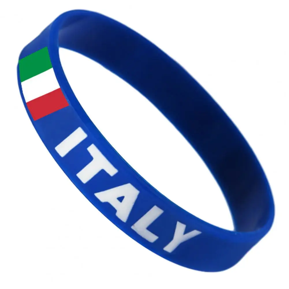 Silicone Sports Wristband Soccer Silicone Bracelets with National Flags Adjustable Buckle Wristbands for Sports Events Soccer