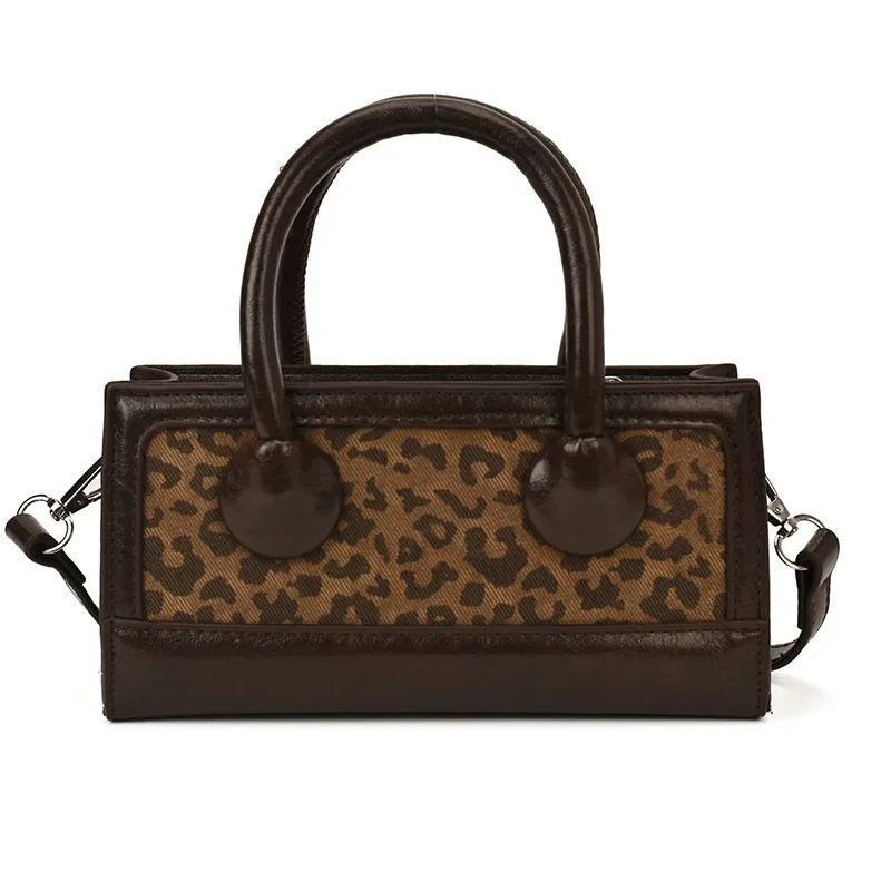 حقيبة يد نسائية ريترو فاشن بطبعة الفهد مربعة صغيرة عبر الجسم حقيبة كتف إكسسوار أنيق للاستخدام اليومي #5