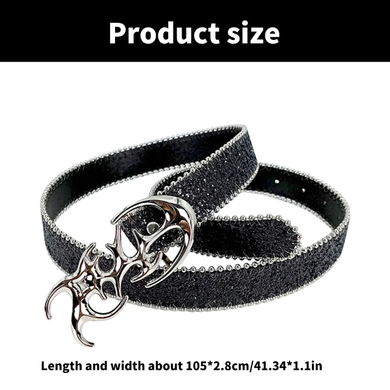 Punk PU Leather Belt for Women Girl Cool Hollowed Metallic Buckle Belt Shimmering Skinny Belt Casual Formal Dropship