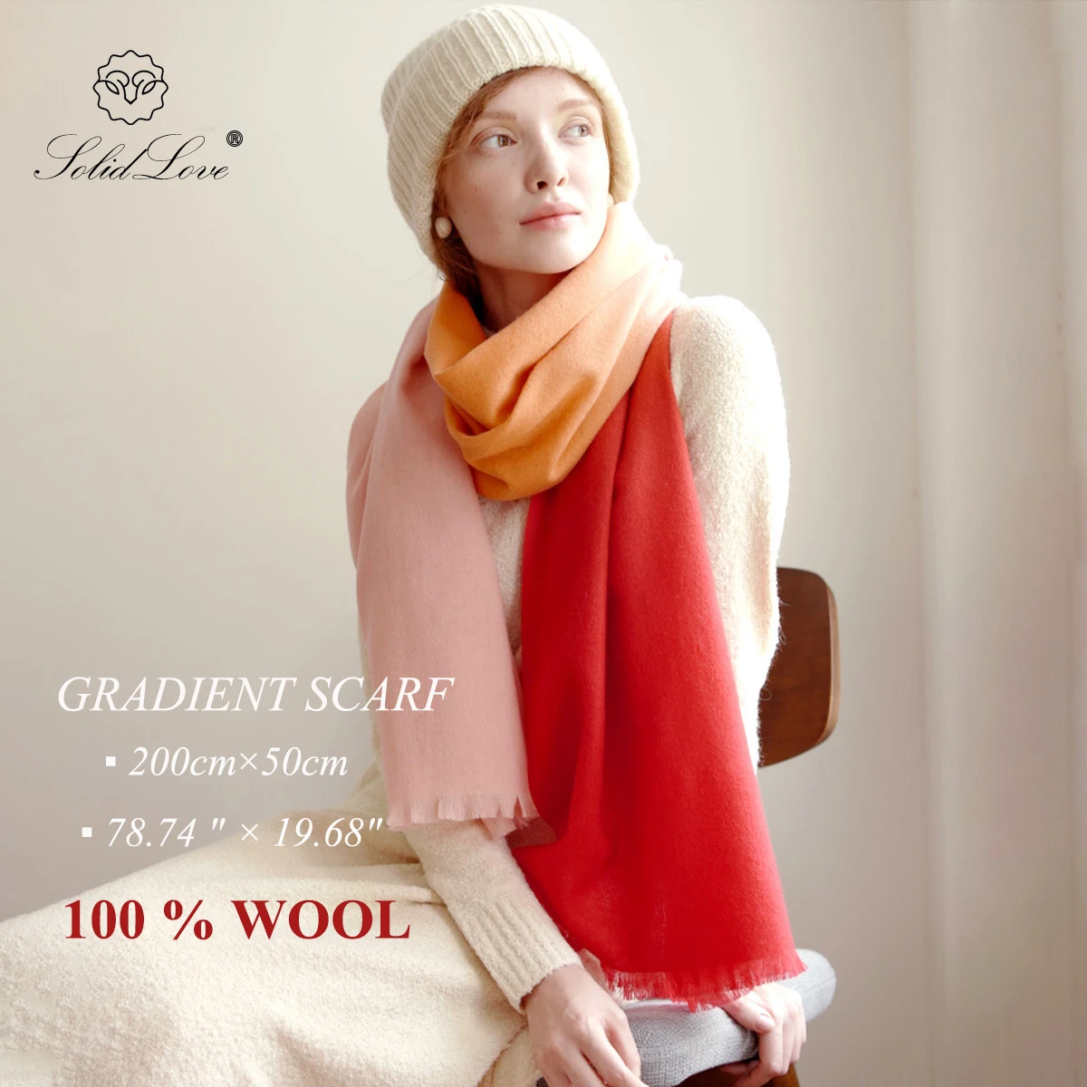 100% Lamb Wool Scarf Solid Color Plain Women Man Winter Warm Soft Neck Scarves Real Wool Shawl Brand 2023 Female Cashmere Scarf