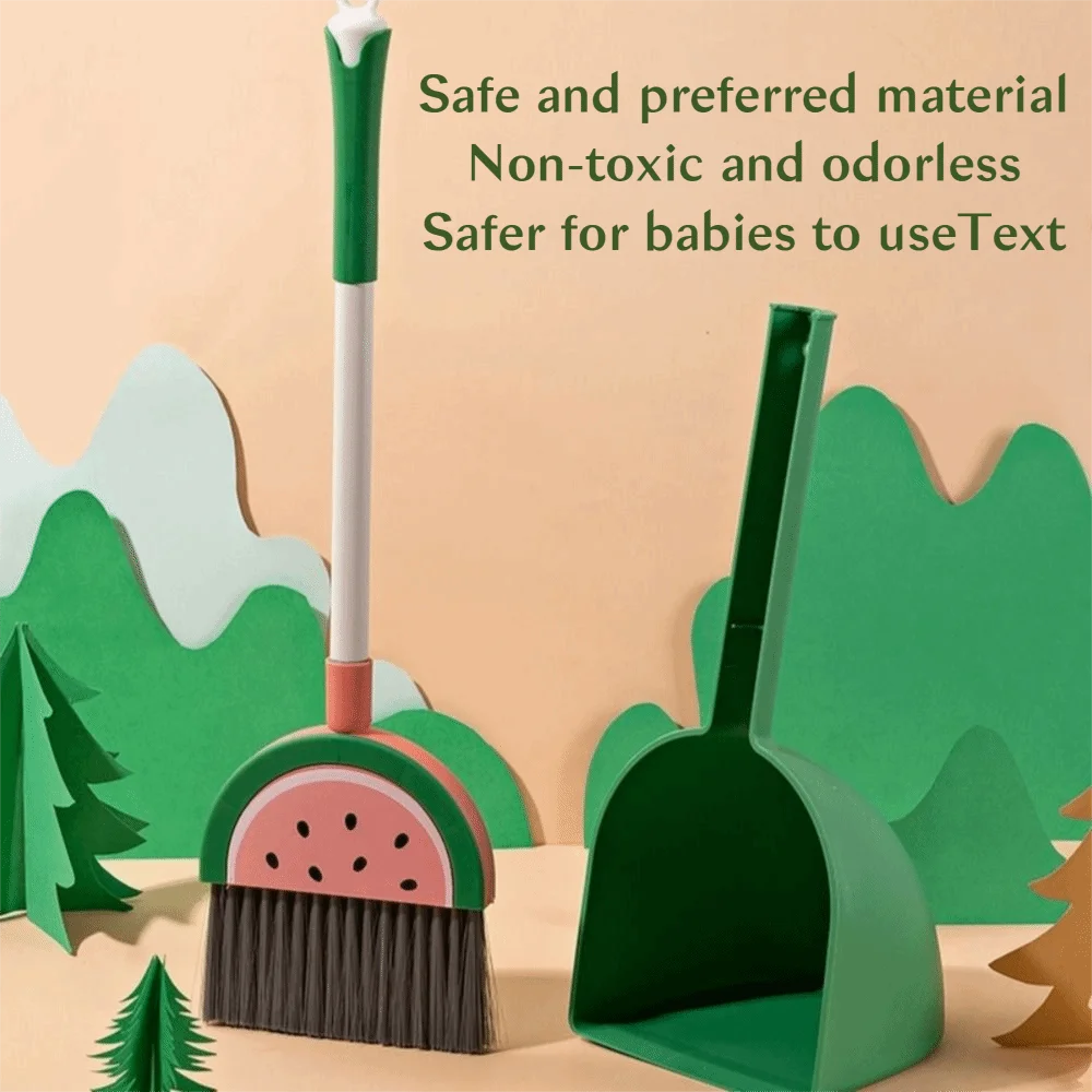 Lustige Cartoon Kinder Kehrschaufel Set Mini Kunststoff Reinigung Spielzeug Zitrone Wassermelone Baby Besen Set Für Alter 3-8