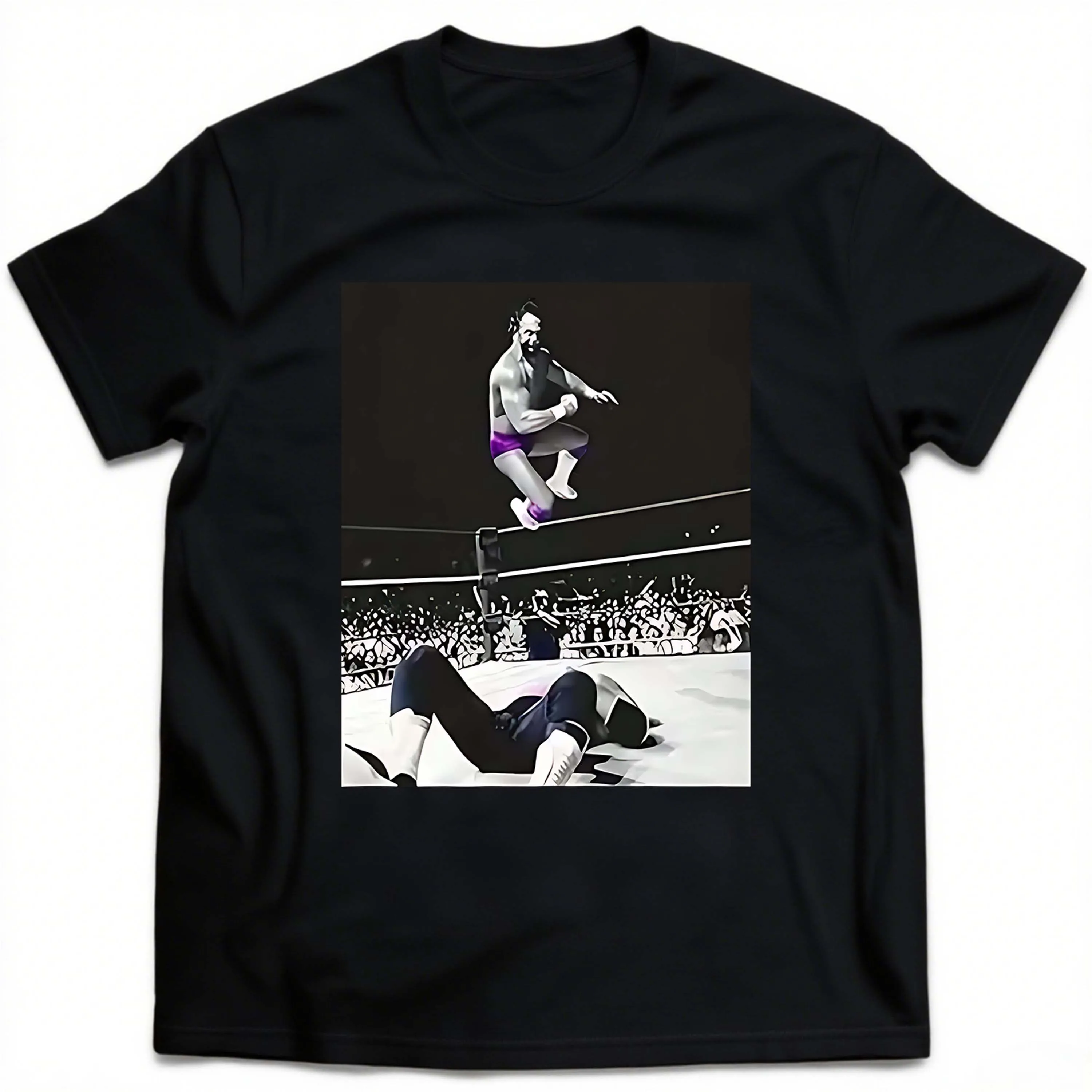 Plus Size Black Short Sleeve T-Shirt for Men with Wrestling Match Pattern Suitable for Outdoor Leisure Wear in Summer