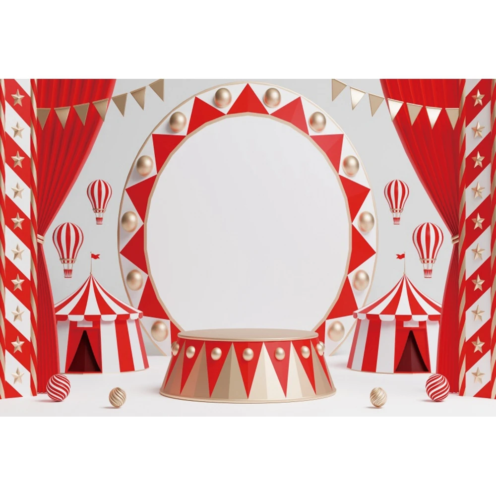 السيرك كرنفال التصوير خلفية ، عجلة فيريس خيمة حمراء ، ديكور حفلة عيد ميلاد ، استوديو الصور حديثي الولادة ، AI اللوحة