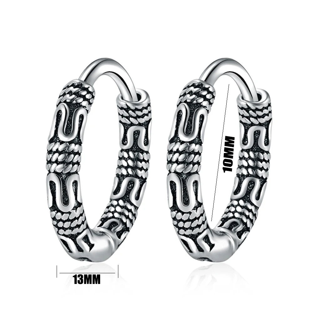 Pendientes de aro de Plata de Ley 925 Vintage, pendientes con patrón para mujer, joyería de plata, novedad de Corea