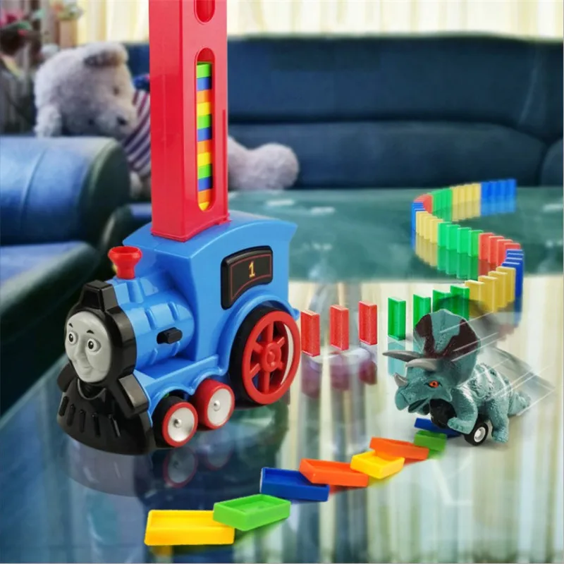 New Dominoes Automatic Placard Electric Train Kids Educational Toys DIY Building Blocks Dominoes Rally Toy Set