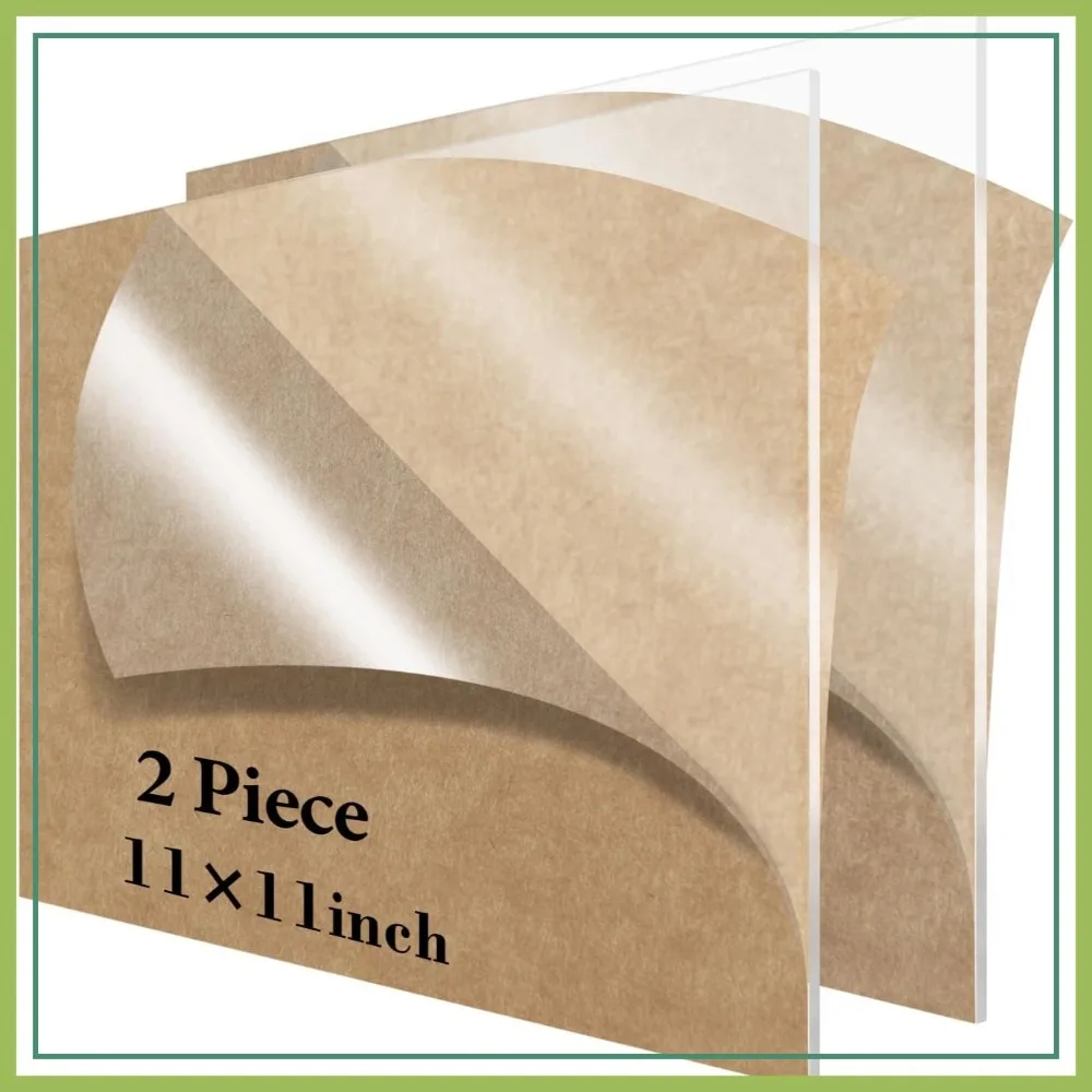 

11x11 Acrylic Sheet 1/8 Thick 3mm 2 Pieces Plexiglass for Sign Craft Painting Laser Cutting DIY Display
