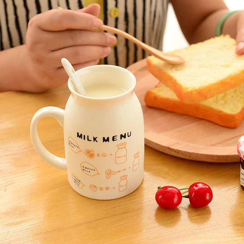 400ml Cute Cow Design Smiling Face Ceramic Bottle Unique Cartoon Lovers Coffee Cup Milk Tea Anime Cup Creative Drink Household