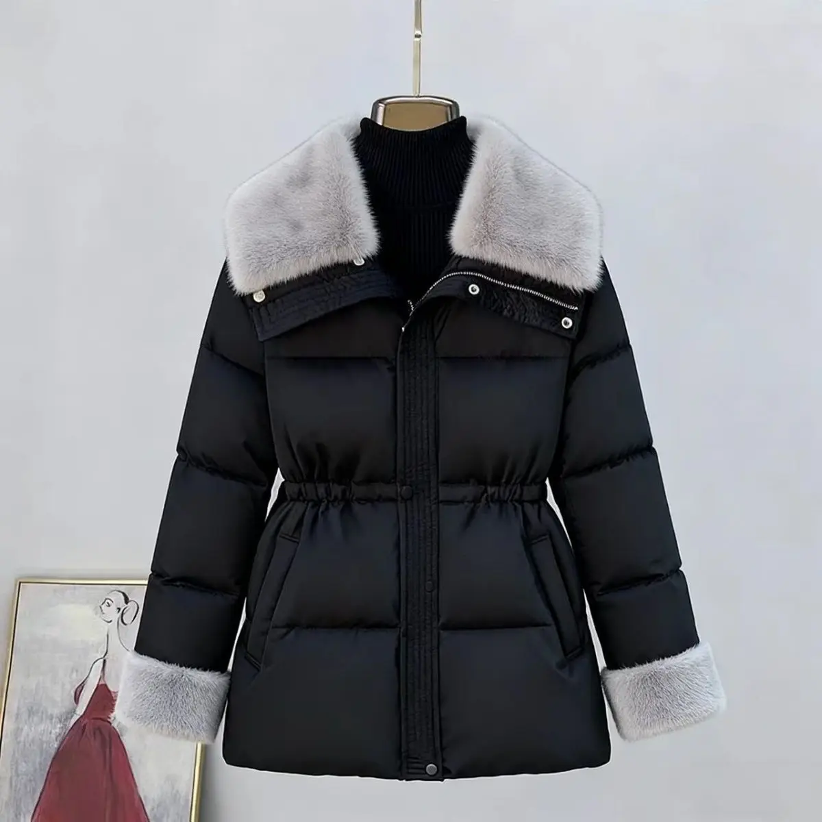 Long Down Coat Women Parkas Lapel Windbreaker 2026New Cotton Padded Jacket Female Winter Outwear Mom Fashion Overcoat Ladies Top