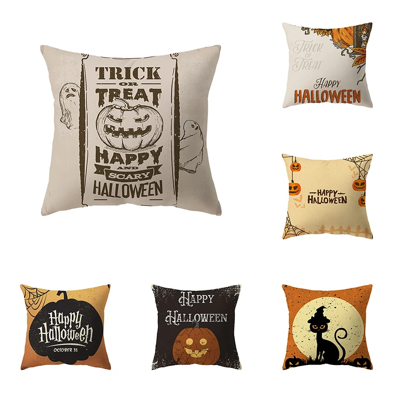 

Pumpkin Alphabet Halloween Theme Pillow Cover Sofa Cushion Holiday Gift Party Decoration Home Decor