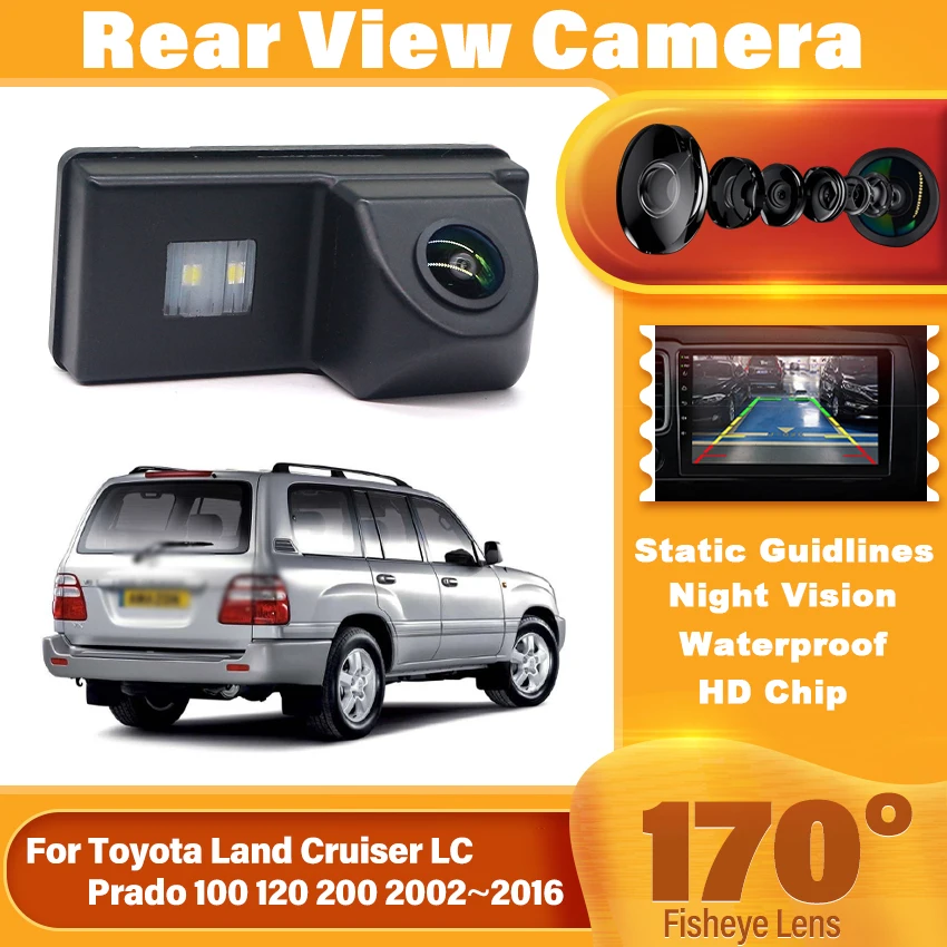 

HD CCD 1080P 170-градусная камера заднего вида с объективом «рыбий глаз» для Toyota Land Cruiser LC Prado 100 120 200 2002 ~ 2014 2015 2016