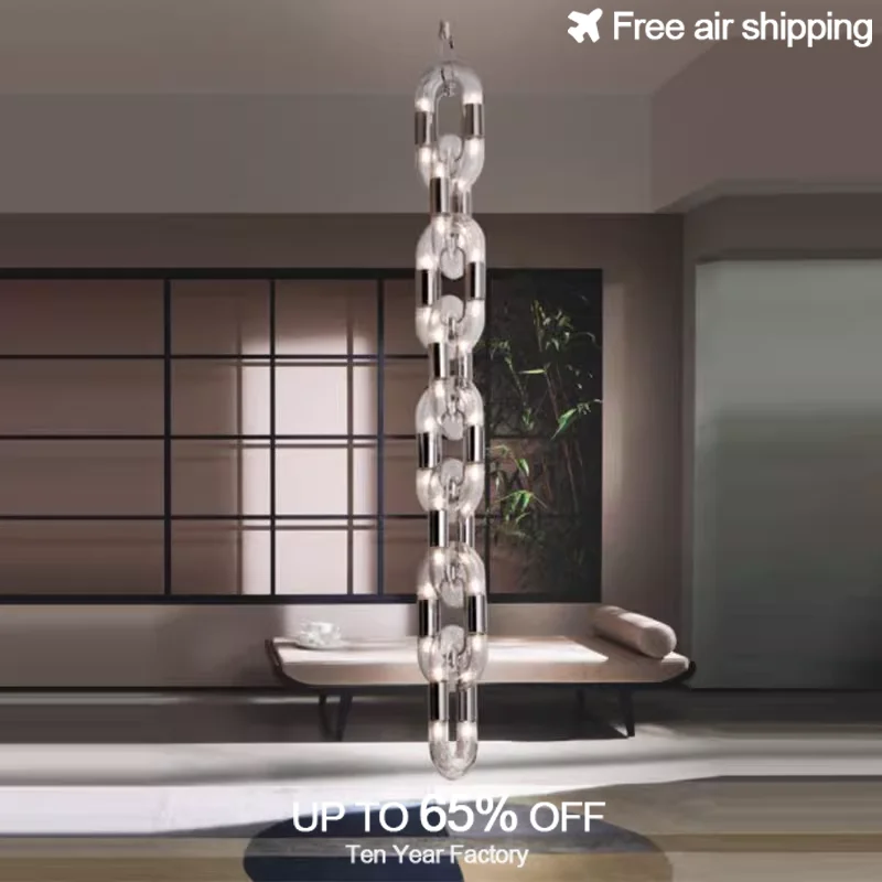 

Gold High Ceiling LED Pendant Light Chain Series Suspension Luminaire for Staircase Living Room Villa Home Decoration