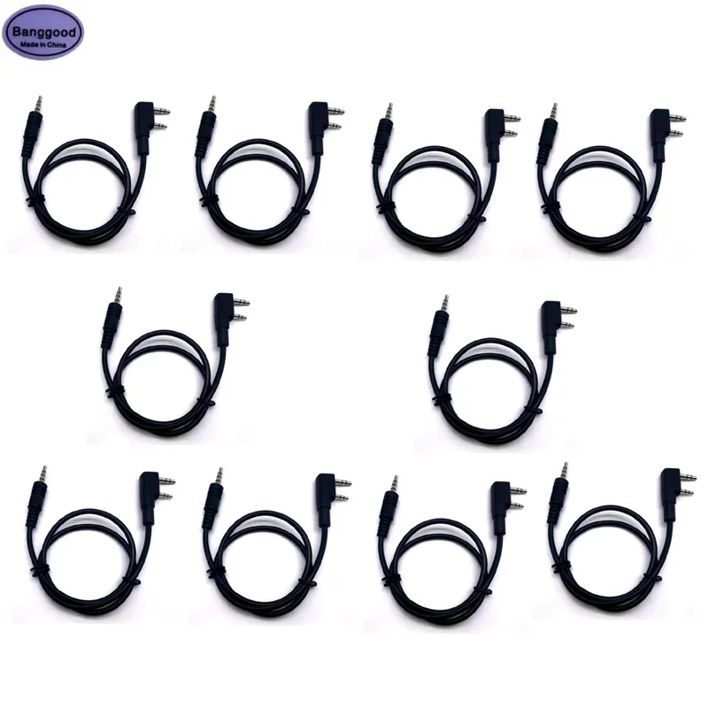 

10pcs 2Pin K-Type Headset Connector to 3.5mm Speaker Interface Audio Conversion Cable for Baofeng UV-5R TYT Wouxun Kenwood Radio