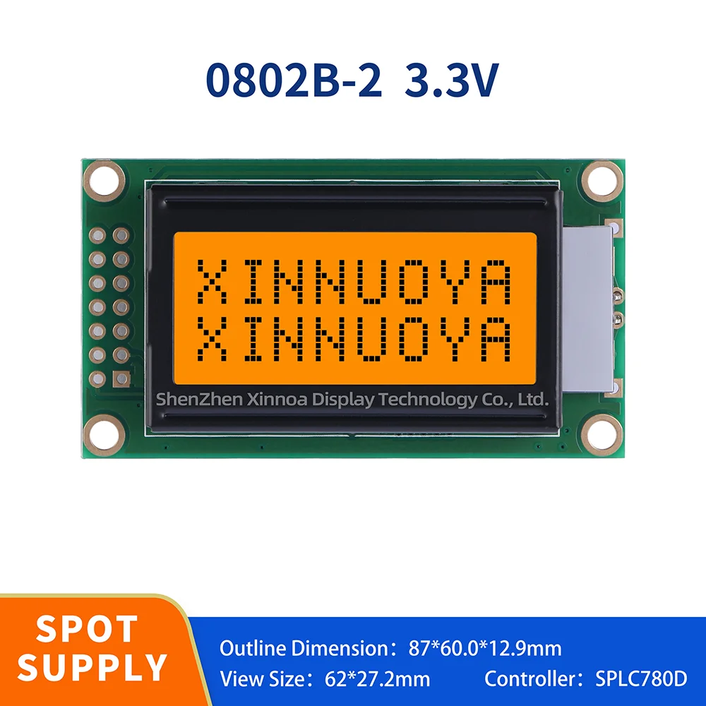 0802B-2 LCD Module 8x2 Character Display 3.3V/5V LED LCD Orange Backlight for arduino Diy Kit