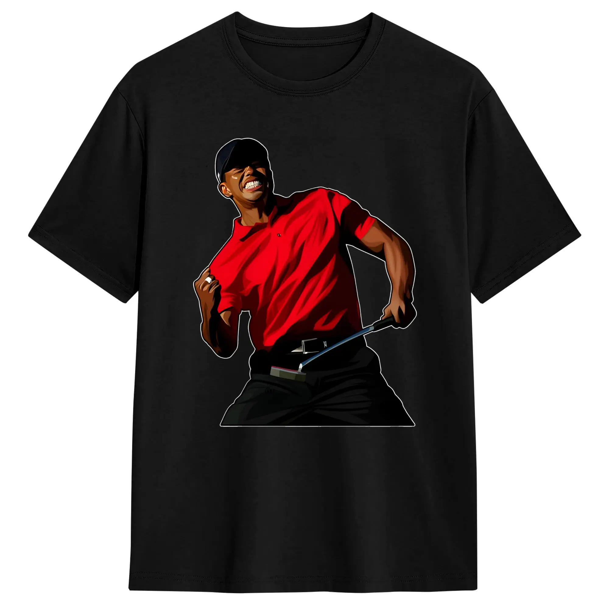 Men Tigers W-Woods Reaction T Shirts  Pure Cotton Tops Summer Vintage Short Sleeve T-Shirt Crew Neck Harajuku Design Tee Shirt