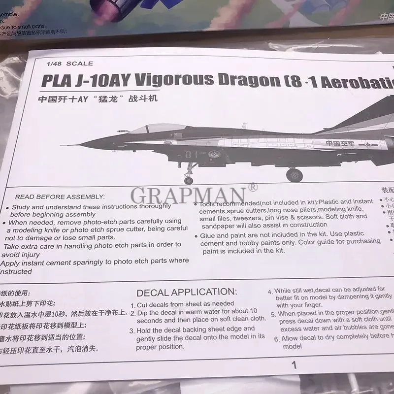 1:48 Chinesische Luftwaffe J-10AY Raptors Militärflugzeug-Montagemodell